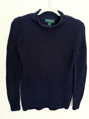 J. Crew Always Vintage Roll Neck Sweater Oarsman Cotton Navy Coastal 90s Sz XS